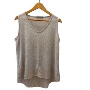 CUT LOOSE - Crinkle Check V-Neck Tank – Color: Aluminum (Size XS-4)